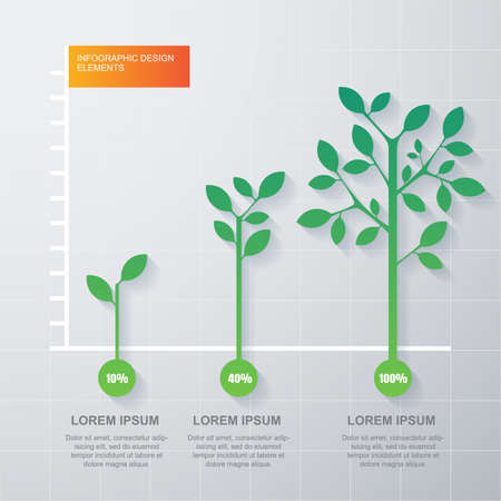 Green tree and plant diagram infographics template.