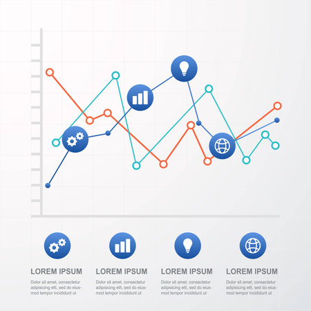 Colorful diagram design for workflow layout, number options, web design, infographics. Vector illustration background.のイラスト素材