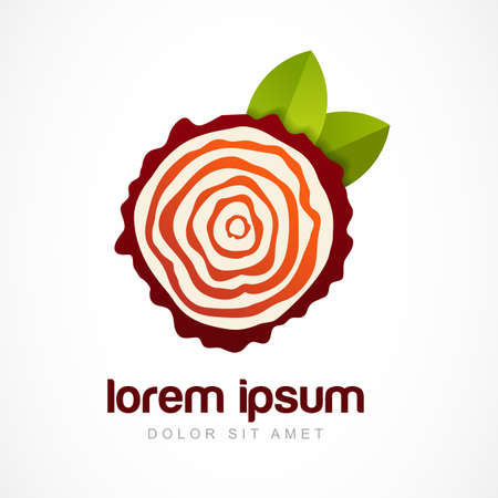 Abstract tree rings with green leaves. のイラスト素材