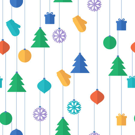 Abstract colorful baubles for Christmas or New Year seamless background.のイラスト素材