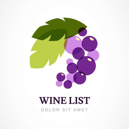Vector design template. Branch of grape with leaves.のイラスト素材