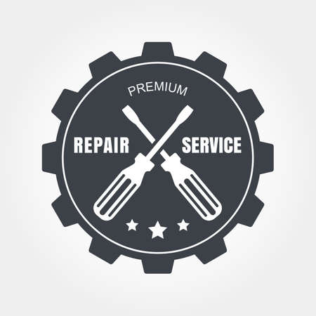 Vintage style car repair service label. Vector logo design template.のイラスト素材