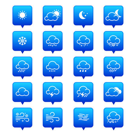 Simple line weather icon set illustrationのイラスト素材