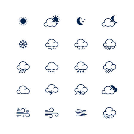 Simple line weather icon set illustrationのイラスト素材
