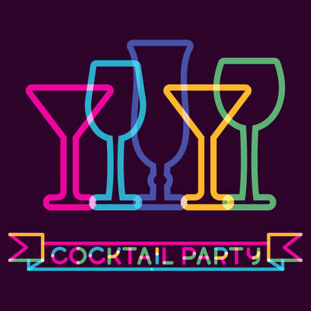 Abstract colorful cocktail glass background. Concept for bar menu, party, alcohol drinks, celebration holidays, wine list. Creative glowing design.のイラスト素材
