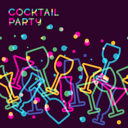 Abstract colorful cocktail glass seamless background. のイラスト素材