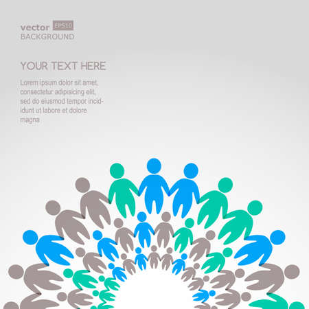 Business background template with colorful people. Vector illustration. Concept for social network, team work, partnership, friends, business cooperation, connection, training.のイラスト素材