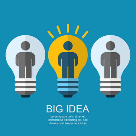 Creative light bulb with people, business, social, strategy concept. Vector flat illustration, modern template design. Logo icon idea.のイラスト素材