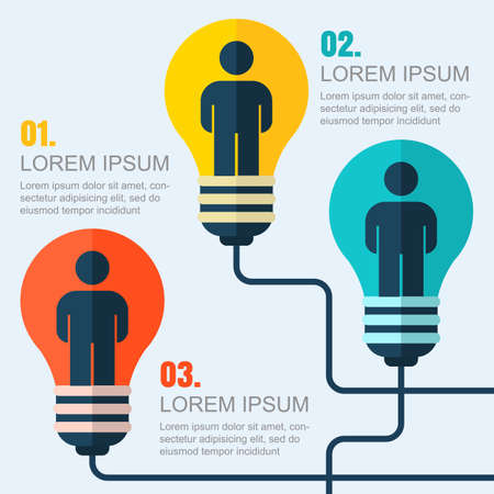 Creative light bulb with people, business, social, strategy, connection concept. Vector flat illustration, modern template design with place for text.のイラスト素材