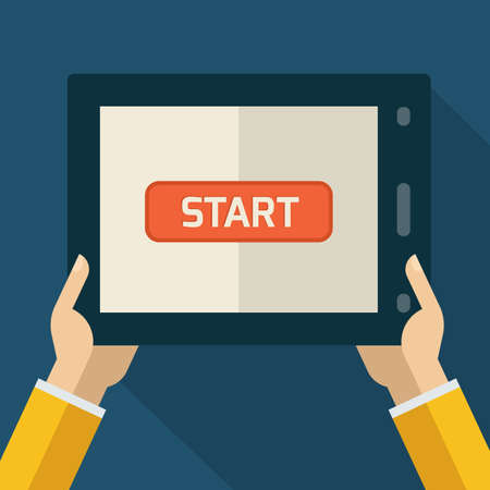 Colorful flat touch interface with start button. のイラスト素材