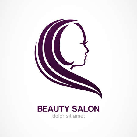 Vector logo design template. Woman's face silhouette. Abstract design concept for beauty salon, massage, cosmetic and spa.のイラスト素材