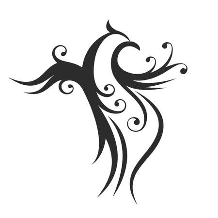 Abstract line bird silhouette background. Isolated decorative phoenix illustrationのイラスト素材