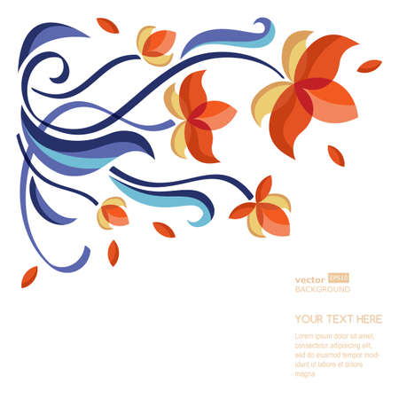 Abstract decorative floral element background with place for text. Vector colorful flowers. Modern greeting card.のイラスト素材