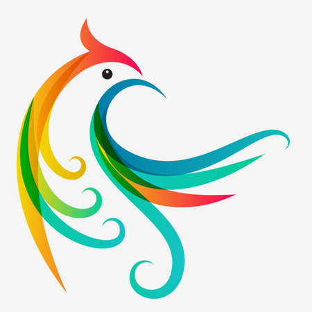 Abstract multicolor tropical bird, logo design template. Vector colorful background.のイラスト素材