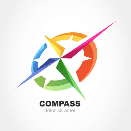 Abstract multicolor compass symbol. Vector logo design template. Modern concept for travel, tourism, business, search.のイラスト素材