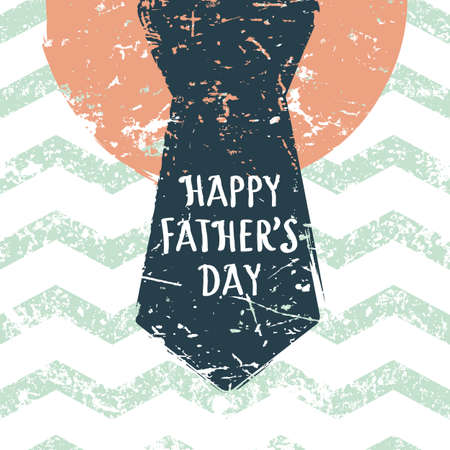Happy Fathers day vector greeting card. Zigzag stripe seamless pattern with mens necktie. Abstract background.のイラスト素材
