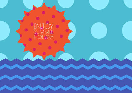 Vector creative summer seamless background, sun, sky and sea with geometric pattern. Abstract...