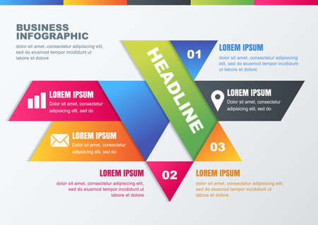 business infographic design. Template for brochure, flyer, poster. Colorful geometric polygonal material background with place for text.のイラスト素材