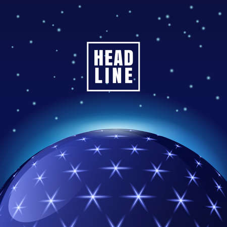 Abstract futuristic space background, sphere with shining stars. Design concept for business, brochure, flyer, poster, presentation, modern technology.のイラスト素材