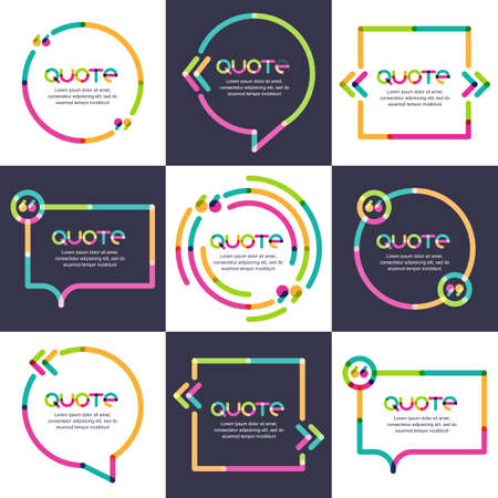 Vector set of quote forms template. Multicolor trendy background. Blank colorful speech bubbles. Business template for text information and print design.のイラスト素材
