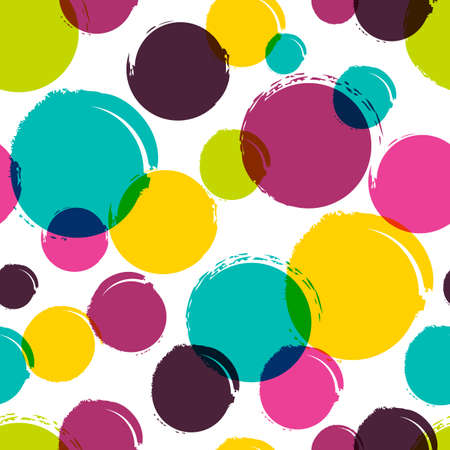 Seamless vector abstract pattern with watercolor blots, stains, splashes. Trendy hand painted background in pink, blue, yellow colors. Colorful design for fashion print, holiday package and wrapping.のイラスト素材