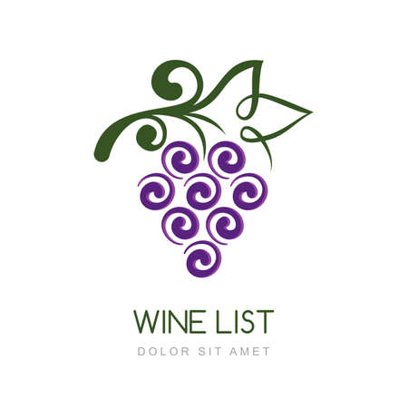 Vector linear grape vine   design template. Concept for organic products, harvest, healthy food, wine list, menu.のイラスト素材