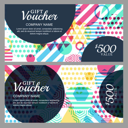 Vector Gift Voucher With Colorful Geometric Pattern Business Card