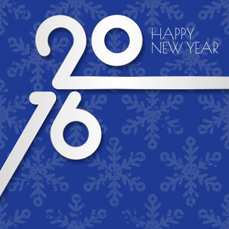 Happy New Year 2016 vector greeting card with seamless snowflakes pattern. Abstract grunge holiday...