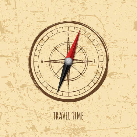 Outline watercolor wind rose illustration on grunge background. Vector abstract vintage background. Color compass arrow symbol. Design concept for travel, tourism, navigation.のイラスト素材