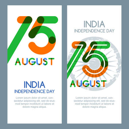 15th of August, India Independence Day. Vector multicolor banners and backgrounds. India flag...