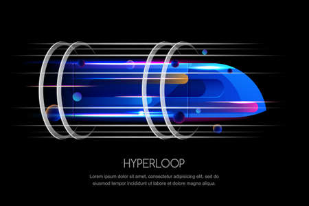 High speed futuristic train, hyper loop, vector multicolor dynamic illustration. Future express...