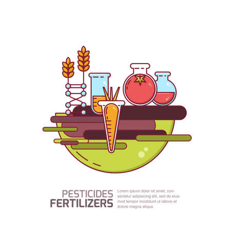 Pesticides and fertilizers conceptのイラスト素材