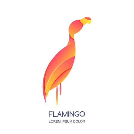Vector icon or emblem with abstract pink tropical birdのイラスト素材