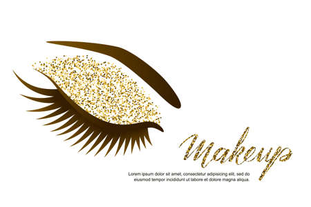 Vector illustration of beautiful female eye with long eyelashes and luxury makeup.のイラスト素材