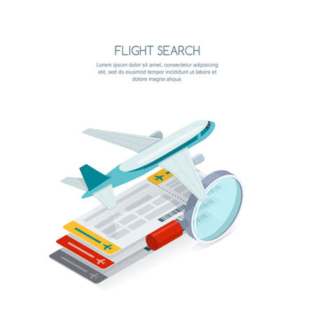 Flight search and airplane tickets service concept.のイラスト素材