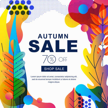 Autumn sale vector banners with color gradients leaves. Fall illustration background. Layout for poster, discount labels, flyers.のイラスト素材