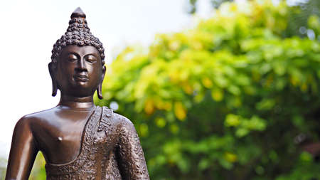 Buddha image in peaceful garden environment.の写真素材