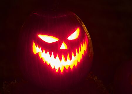 Night shot of demonic Jack O Lanternの写真素材