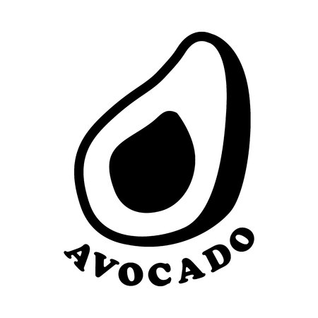 Avocado on white background.Avocado isolated object.Avocado vector. For design, wallpaper, logo, icon, menu, restaurant, cafe, kitchen, birthday.Avocado food. Avocado illustration. Avocado in the style of Doodle.のイラスト素材