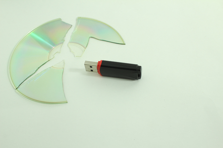 CD and flash drives, the disk is broken.の写真素材