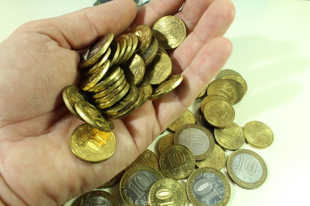 Coins, money payment. Metallic golden color.