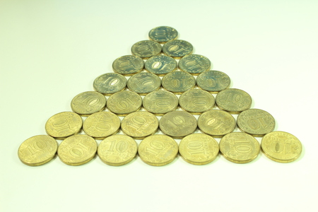 Coins, money payment. Metallic golden color.の写真素材