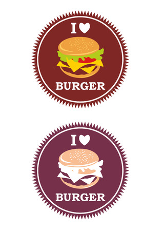 Juicy logo for restaurants and burger lovers. Logos for all Burger Lovers, who loves original Burgers from Beef. Vector logoのイラスト素材