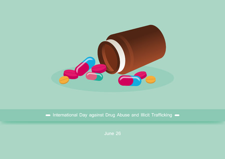 International Day against Drug Abuse and Illicit Trafficking vector. Vector illustration of the drugs. Important dayのイラスト素材
