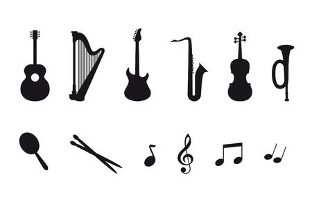 Icon set of a musical instruments. Music icons on a white background. Vector illustration of a musical instrumentsのイラスト素材