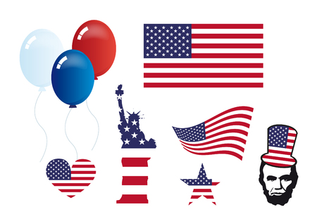 American symbols set vector. Set of icons symbol of Americaのイラスト素材