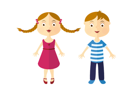 Cartoon girl and boy.のイラスト素材