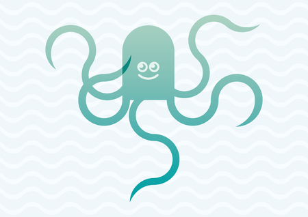 Octopus cartoon illustration. Funny graphic octopus.のイラスト素材