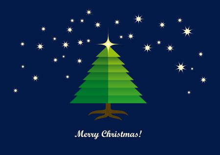 Christmas card illustration Christmas tree. Abstract green treeのイラスト素材