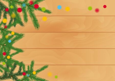 Christmas decoration on wooden background. Christmas background vector illustrationのイラスト素材